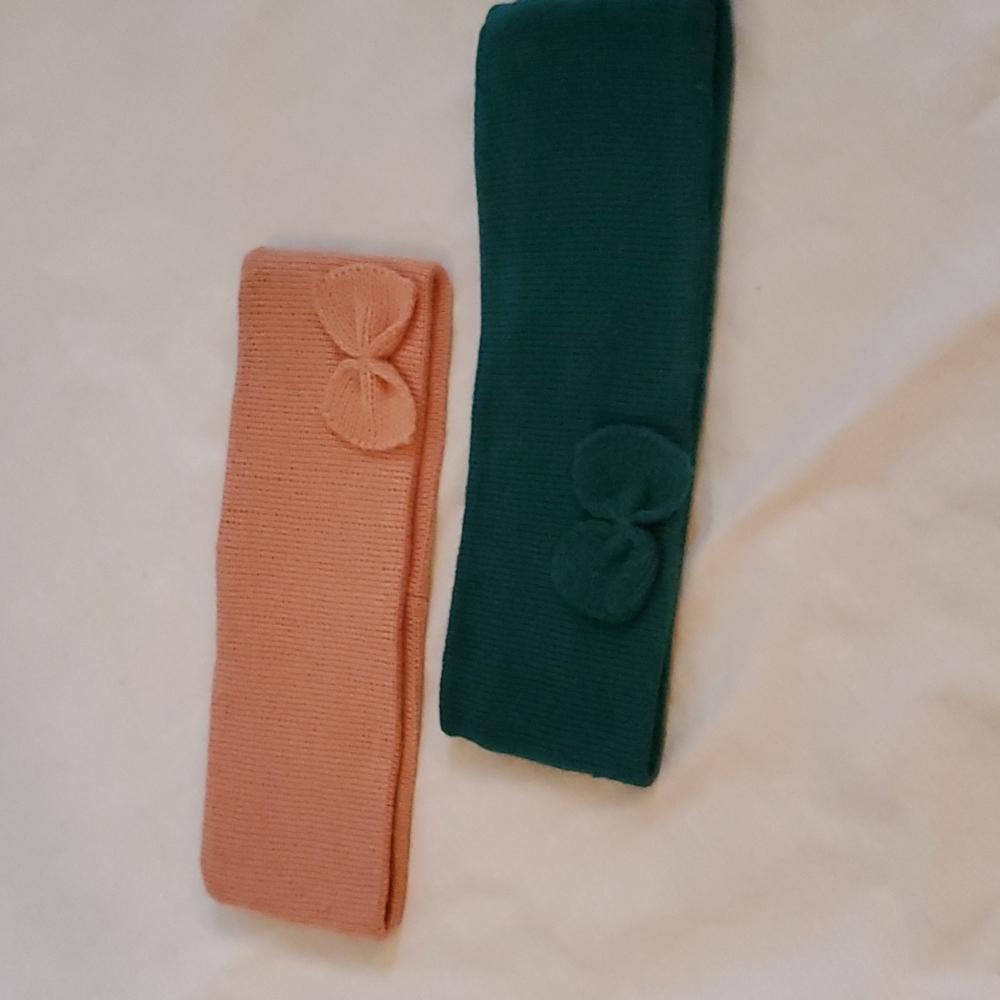 Winter headbands in teal and rose
